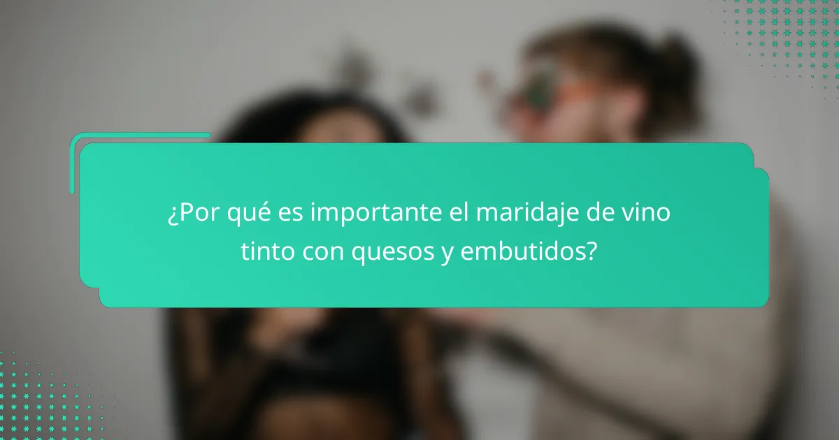 ¿Por qué es importante el maridaje de vino tinto con quesos y embutidos?