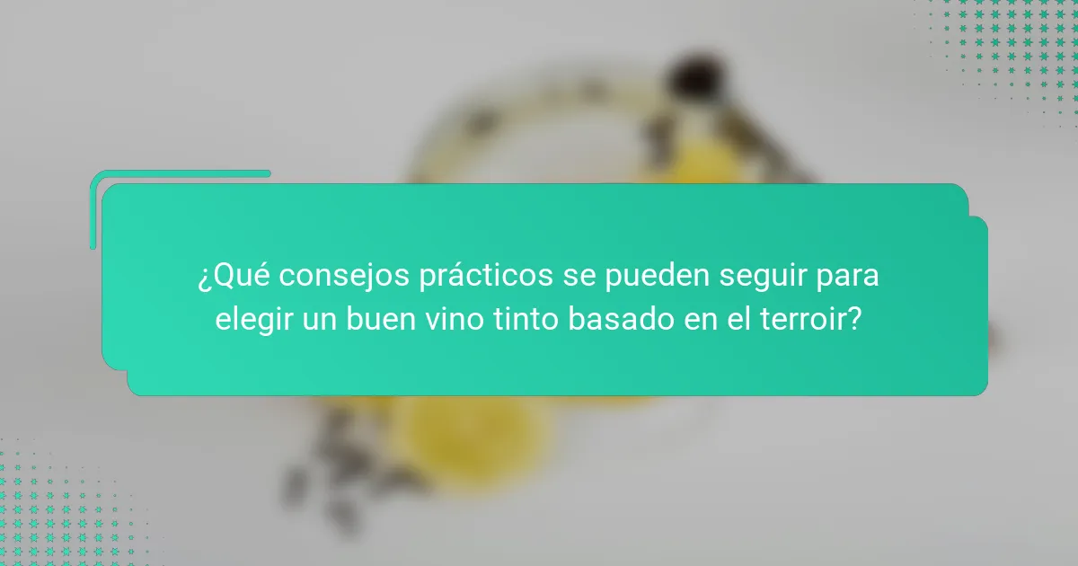 ¿Qué consejos prácticos se pueden seguir para elegir un buen vino tinto basado en el terroir?