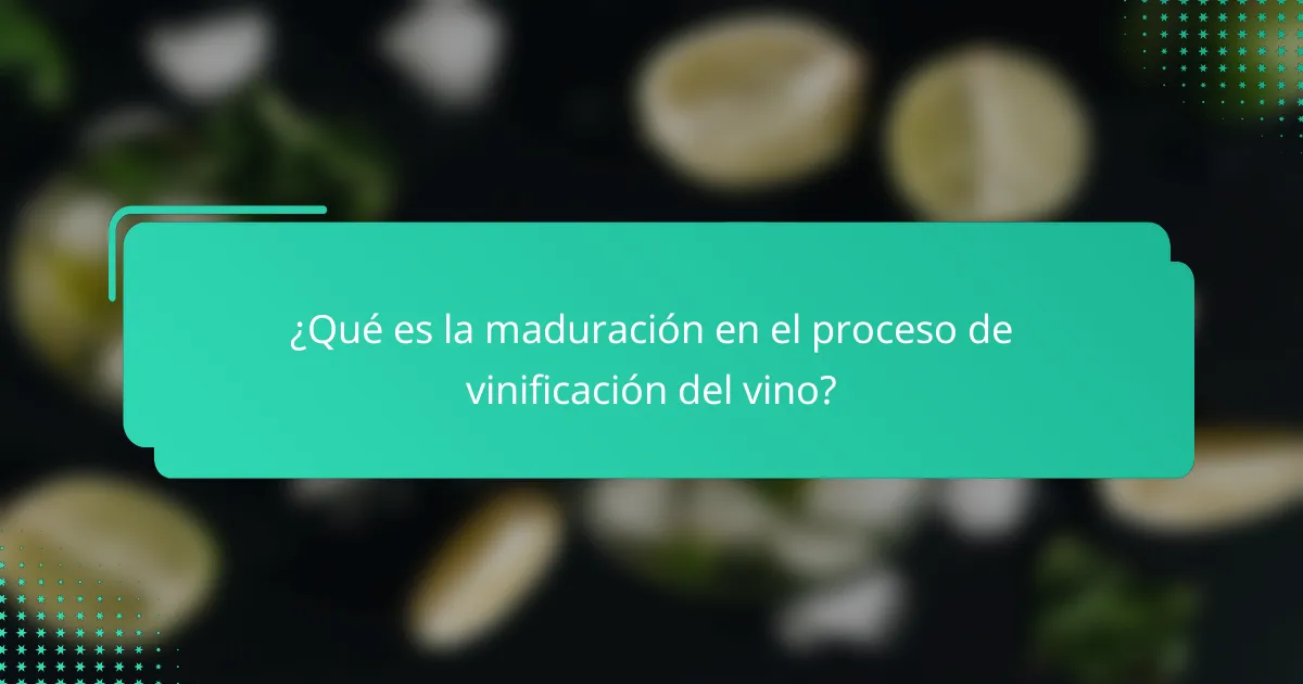 ¿Qué es la maduración en el proceso de vinificación del vino?